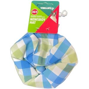 Vibrant Life Dog Newsboy Hat Blue Green Plaid